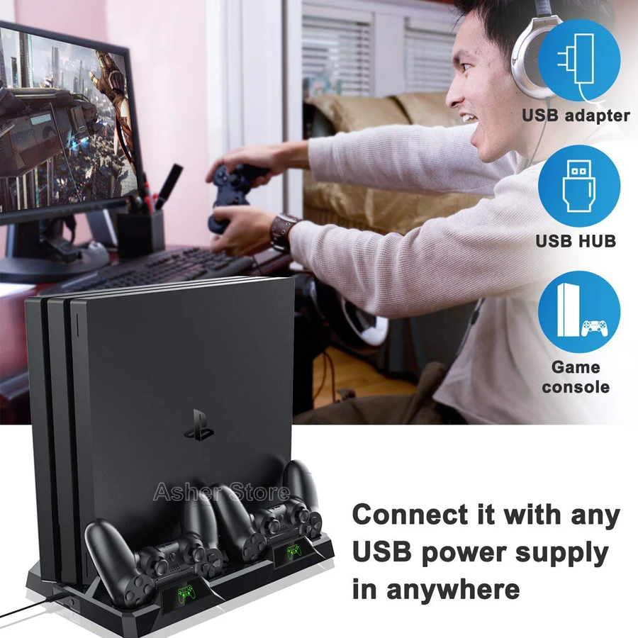 2020 PS4 Slim Pro Многофункциональная подставка 2 контроллера зарядная док-станция