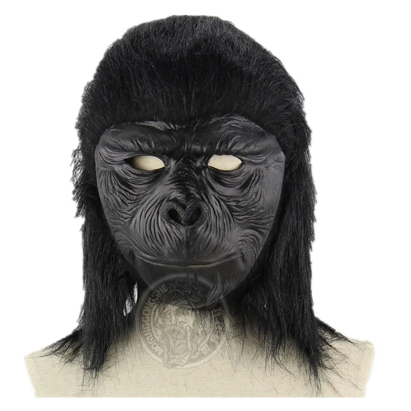 black ape Хэллоуин Маскарадная маска забавная жуткая Лошадь Единорог Альпака голубь резиновая маска животного латекс вечерние Панда Маска животного Дети вечерние - Цвет: black ape