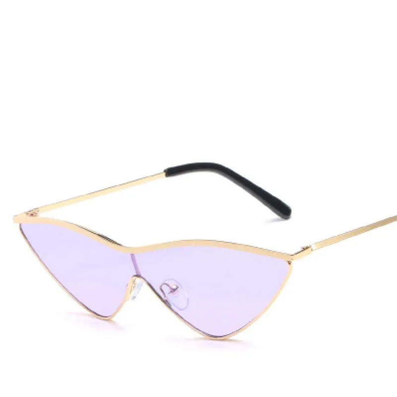 

2019 Cat Eye Vintage Brand Designer Gold Frame Sunglasses For Women Metal Siamese flat lens Sun Glasses Female oculos