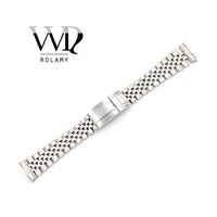 rolamy 19 20mm watch band stainless steel hollow curved end solid screw links jubilee bracelet for rolex tudor seiko skx