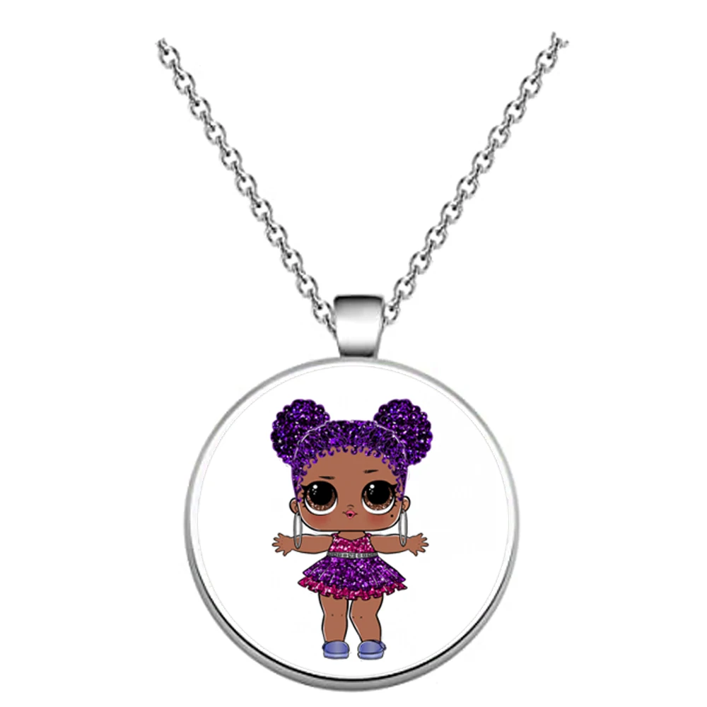 

HOT! 2020 Cartoon Girl Necklace Fashion Anime Peripheral Glass Bulge Pendant Necklace Glamour Girl Jewelry