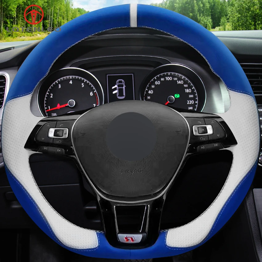 LQTENLEO синий белый кожаный чехол рулевого колеса автомобиля для Volkswagen VW Golf 7 Mk7