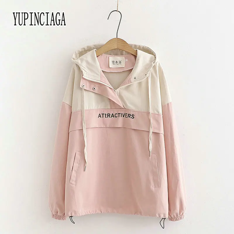 Женский пуловер с капюшоном и вышивкой в японском стиле|Женские парки| |