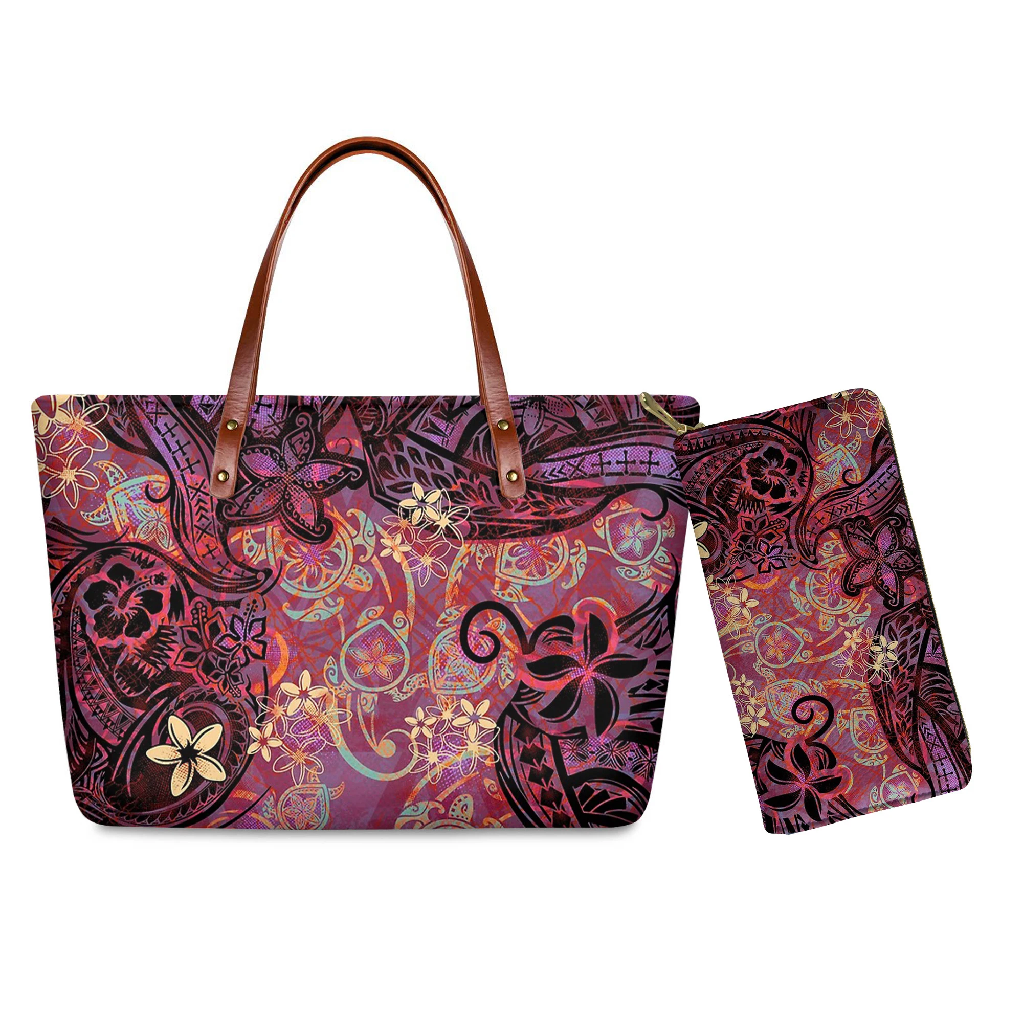 Hawaiian Turtle Collage Abstract Design Top-handle Bag Female Outdoor Travel Shopping Large Capacity Handbag Bolsa