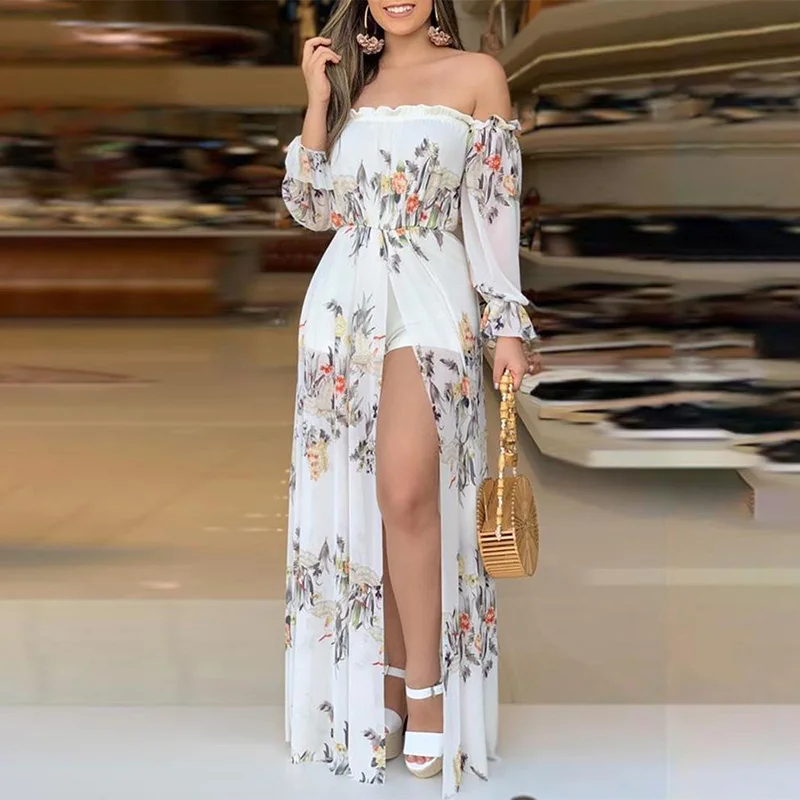 Для женщин Цветочный принт юбка брюки дизайнерские женские сапоги ботфорты с