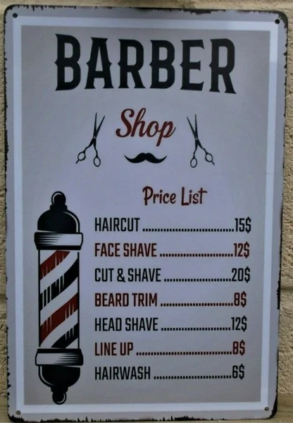 

Barber Tattoo Hair Metal Tin Sign Vintage Cafe Pub Poster Retro Garage Kitchen