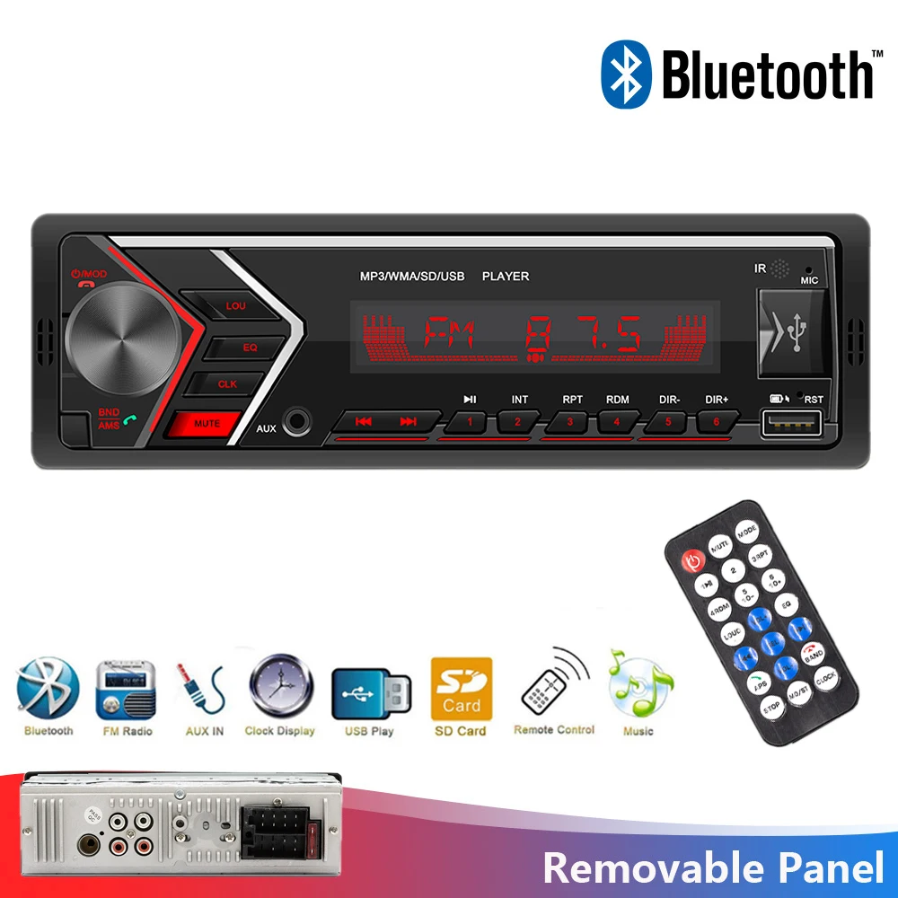 Автомобильное радио AUSEK 1DIN Bluetooth 1din Авторадио Aux вход приемник 12V стерео MP3