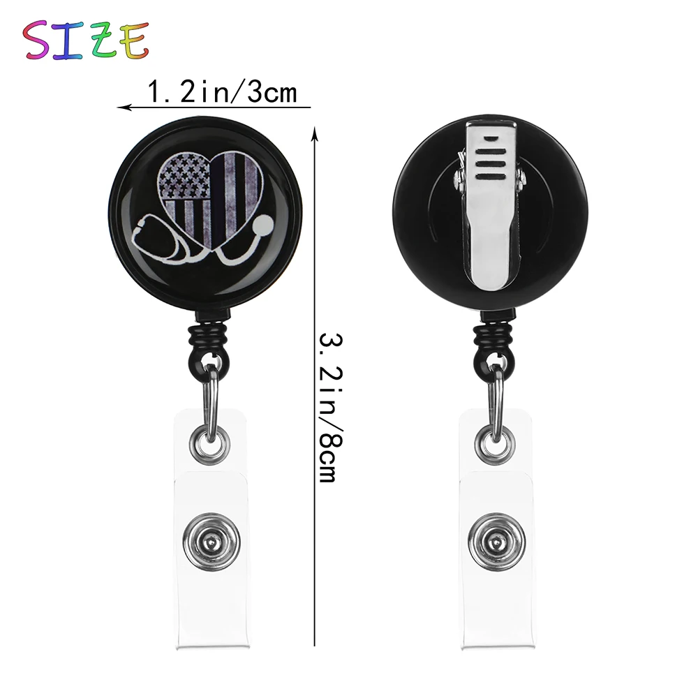 Pattern Buckles &amp Hooks Retractable Swivel Clamp Badge Clip ID Reels Certificates Holder Nursing Reel | Дом и сад
