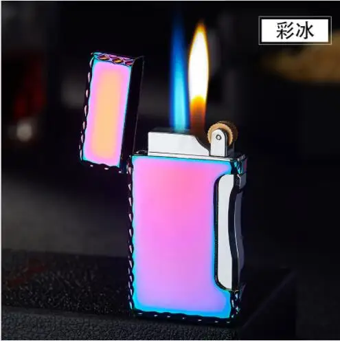 Креативный 2 пламени(красное пламя+ ветрозащитный) Зажигалка для сигарет Металл бутанж газ струи пламени для курения подарок