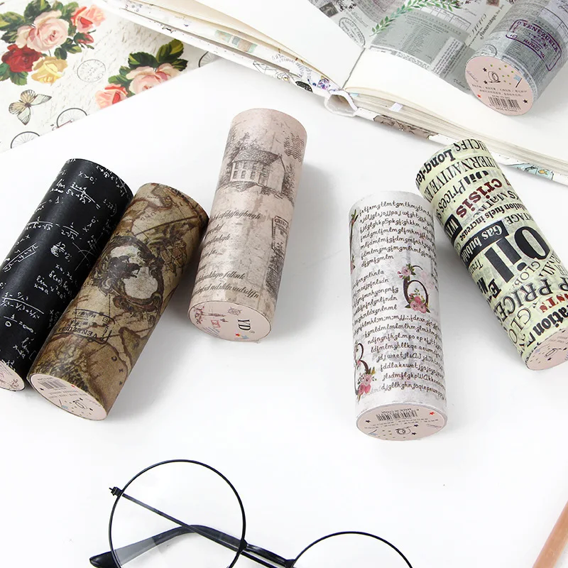 

10cmRetro wide English postmark retro poster and paper tape for diary decoration stationery washi tape masking tape scrapbooking