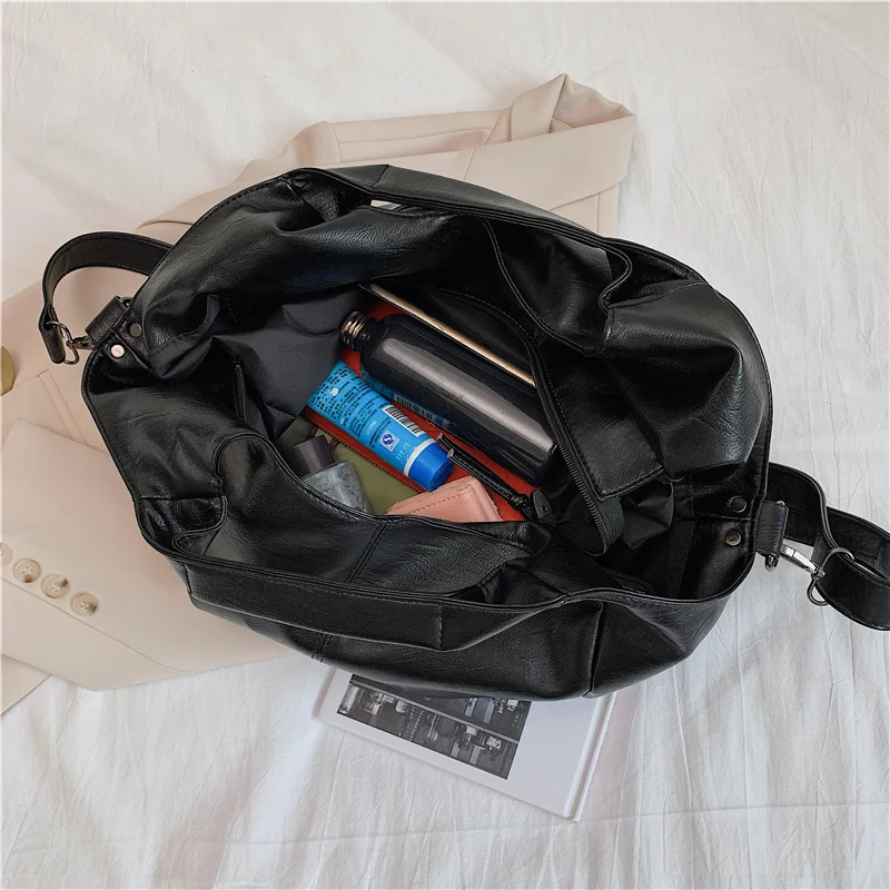 

White Leather Women Half Moon Bags Large Capacity Hobo Shopper Bag Quality Soft PU Crossbody Bag Casual Korean Female Tote Bags