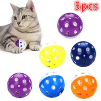 5pcs cat ball toys with jingle bells drill bits rattles scratches plastic interactive kitten training teasing toys pet supplies
