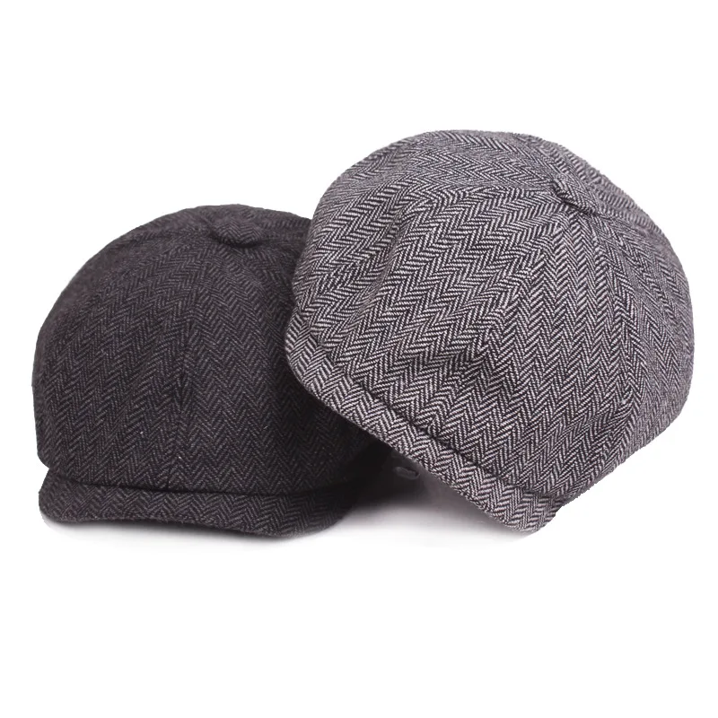 

Beret For Men Vintage Herringbone Gatsby Tweed Peaky Blinders Hat Newsboy Beret Hat Spring Flat Peaked Beret Hats