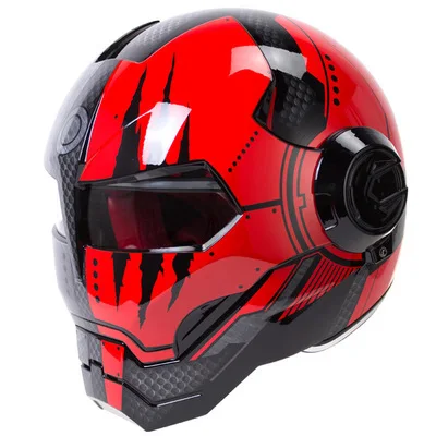 

HNJ (IRON MAN) M-XL Full Helmet Motorcycle Helmet Iron Man Cool Personality Retro Harley Transformers Expose Visor