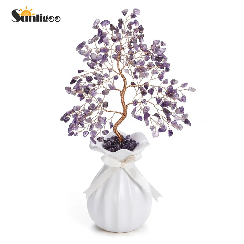 Сувенирное дерево Sunligoo украшения по фэн шуй мини драгоценный камень бонсай