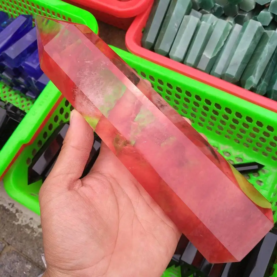 

1pcs Red melting Stone quartz Energy obelisk crystal wand point healing 1kg