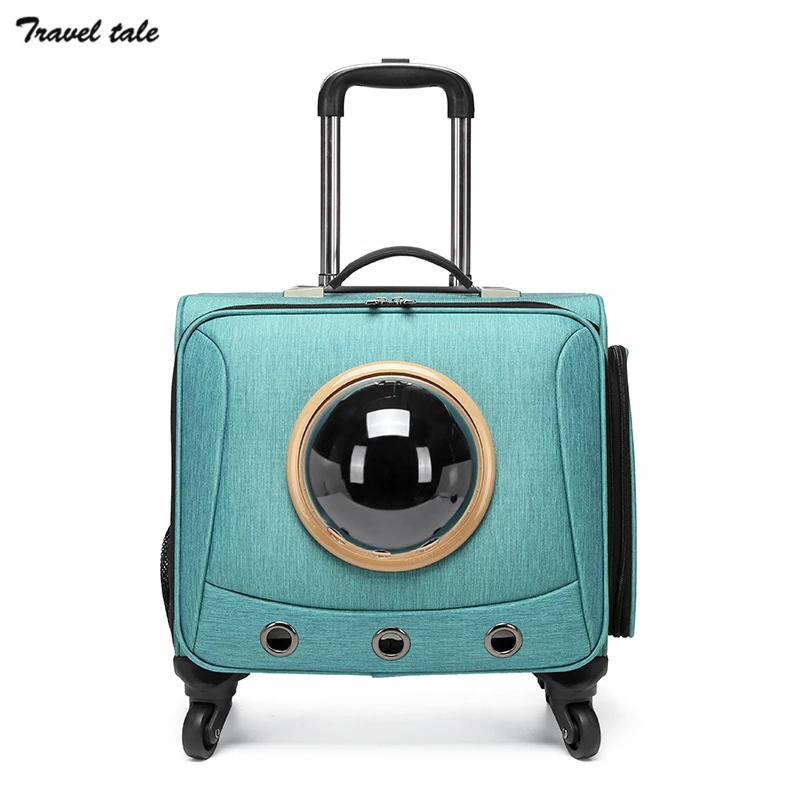 Travel tale складной кошки тележка для багажа перевозчик собака щенок котенок Pet Чехол скутер - Цвет: green