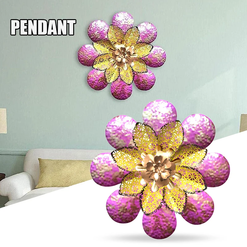 

Metal Flower Decoration Wall Mounted Handmade Crafts Hanging Art Ornament For Home Living Room Bedroom @ls