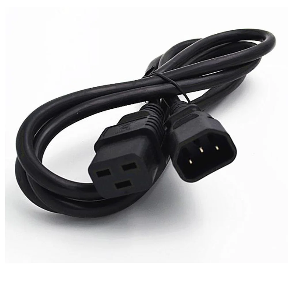 Black 1.0M 2.0M 3.0M PVC Copper IEC320 C13 C14 C15 C19 C20 extension power cord 10A / 16A charging cable usb c