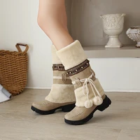 2022 vintage womens snow boots ethnic style keep warm winter ankle booties fashion female platform shoes casual woman boots