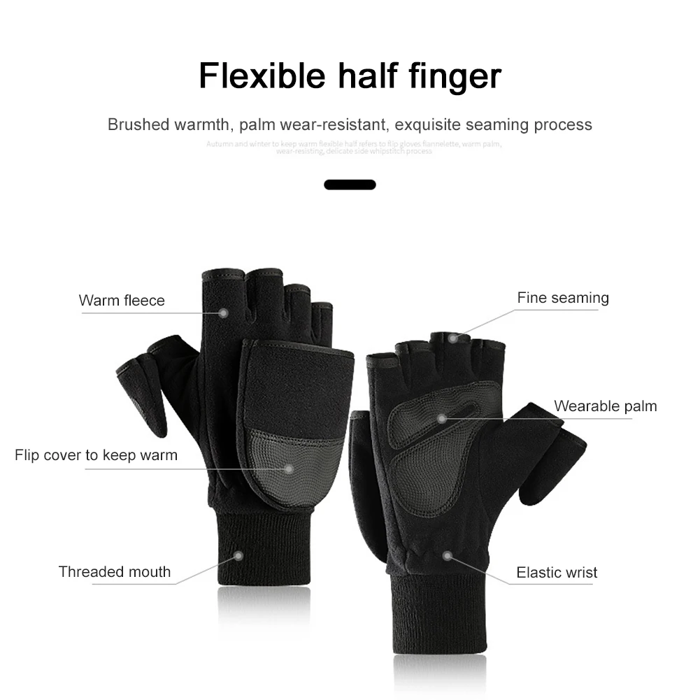 

Flip Top Gloves Fishing Gloves Touch Screen Non-Slip Flip Half-Finger Gloves Mitt For Photography Running Camera