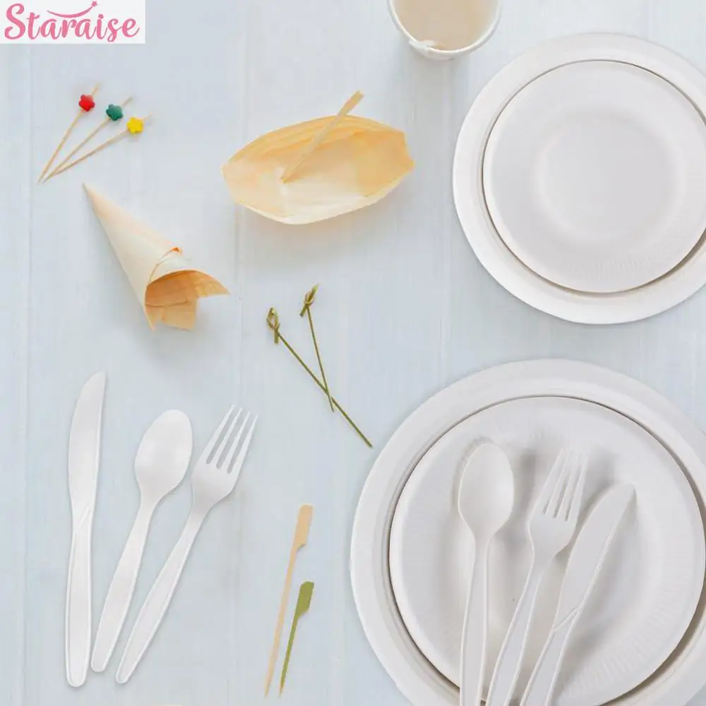 300 шт. одноразовые ножи и вилки разлагаемые|Одноразовая посуда для вечеринок| |