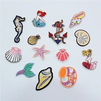 50pcslot luxury embroidery patch shirt bag clothing decoration accessory sea mermaid shell starfish conch crafts diy applique