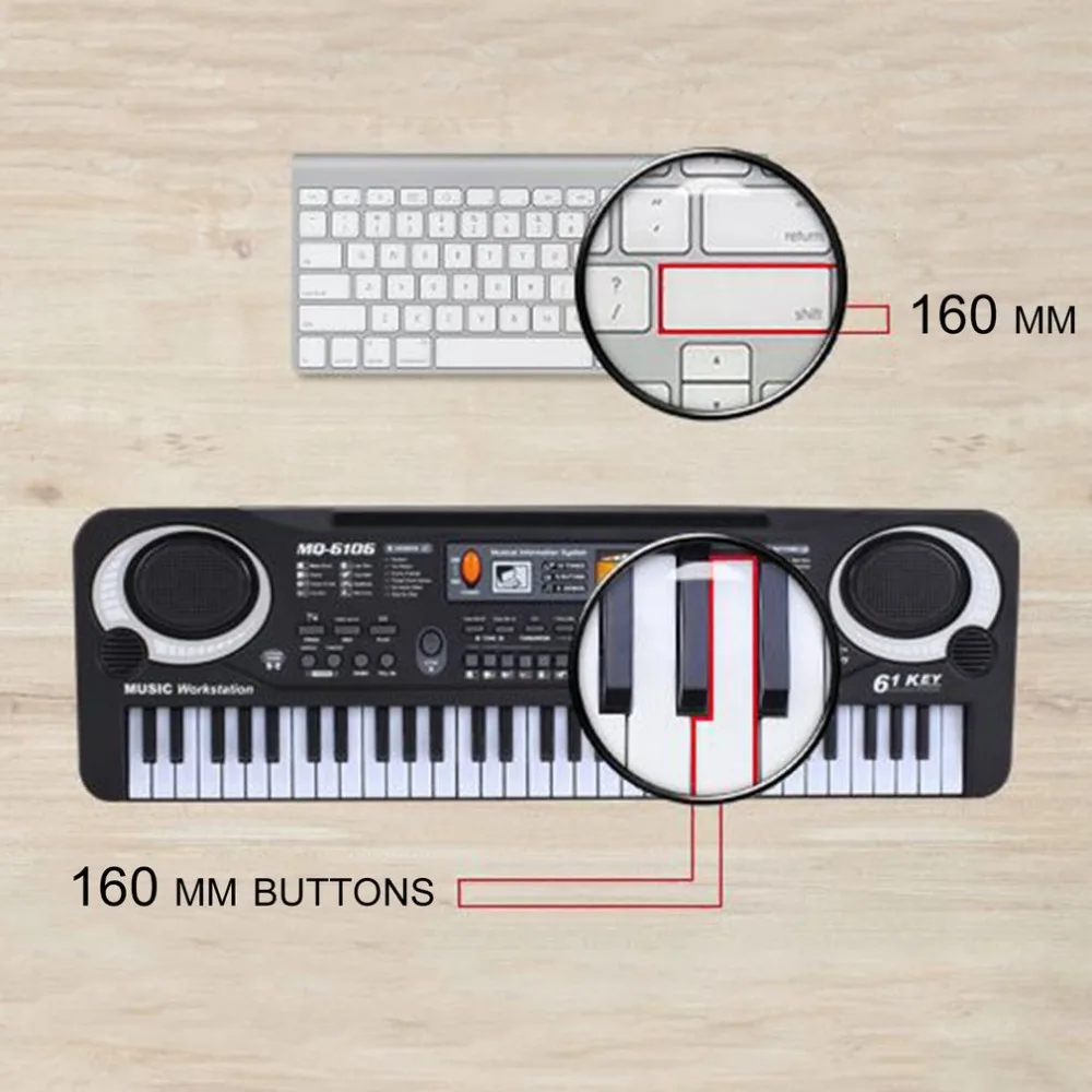 

TSAI Electronic Music Keyboard 61 Keys Electric Organ With Microphone Children Musical Instrument Early Educational Tool Popular