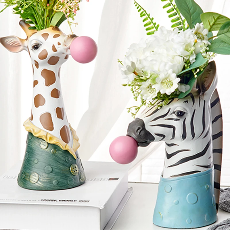 Творческая скульптура головы мультяшного животного цветочный горшок из смолы