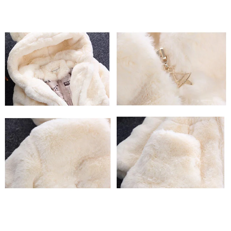 Детская одежда с капюшоном и ушками для девочек пальто теплая флисовая куртка