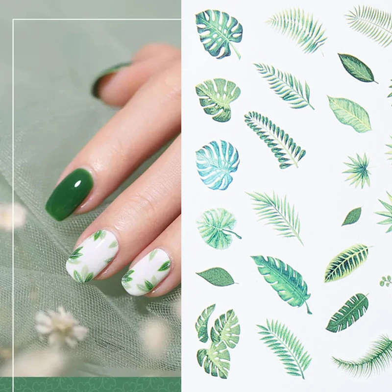 1 шт. водная наклейка для ногтей цветок фламинго лист дерево зеленый лето сделай