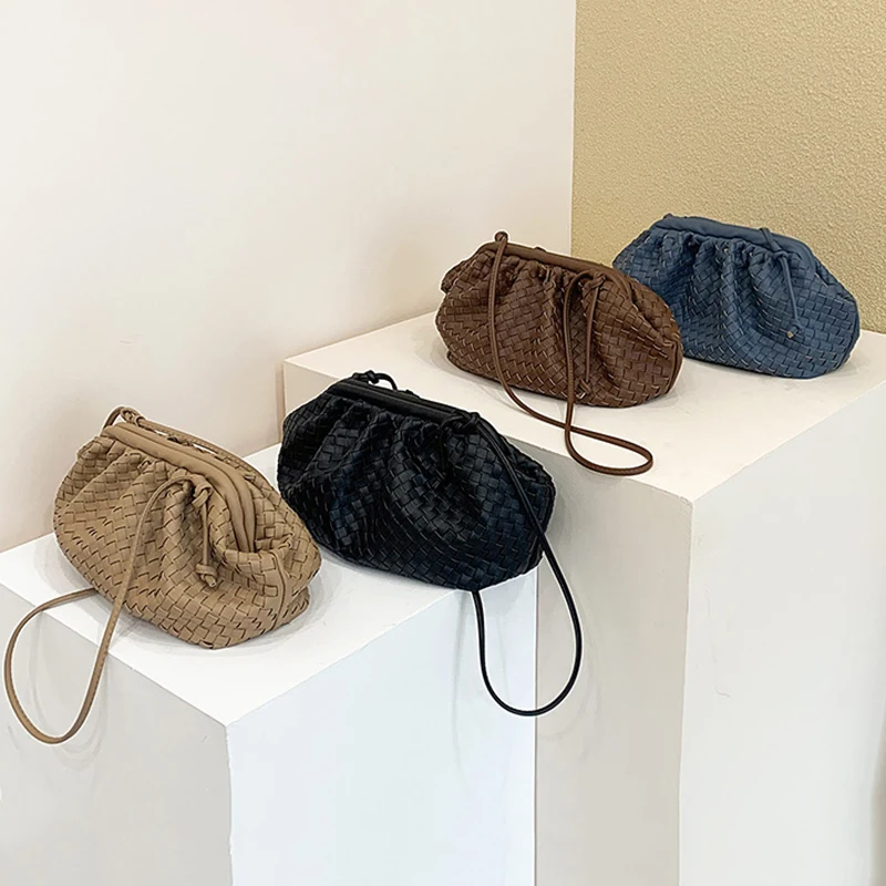 Плетеная мягкая сумка в виде облаков женские кожаные сумки модные дизайнерские