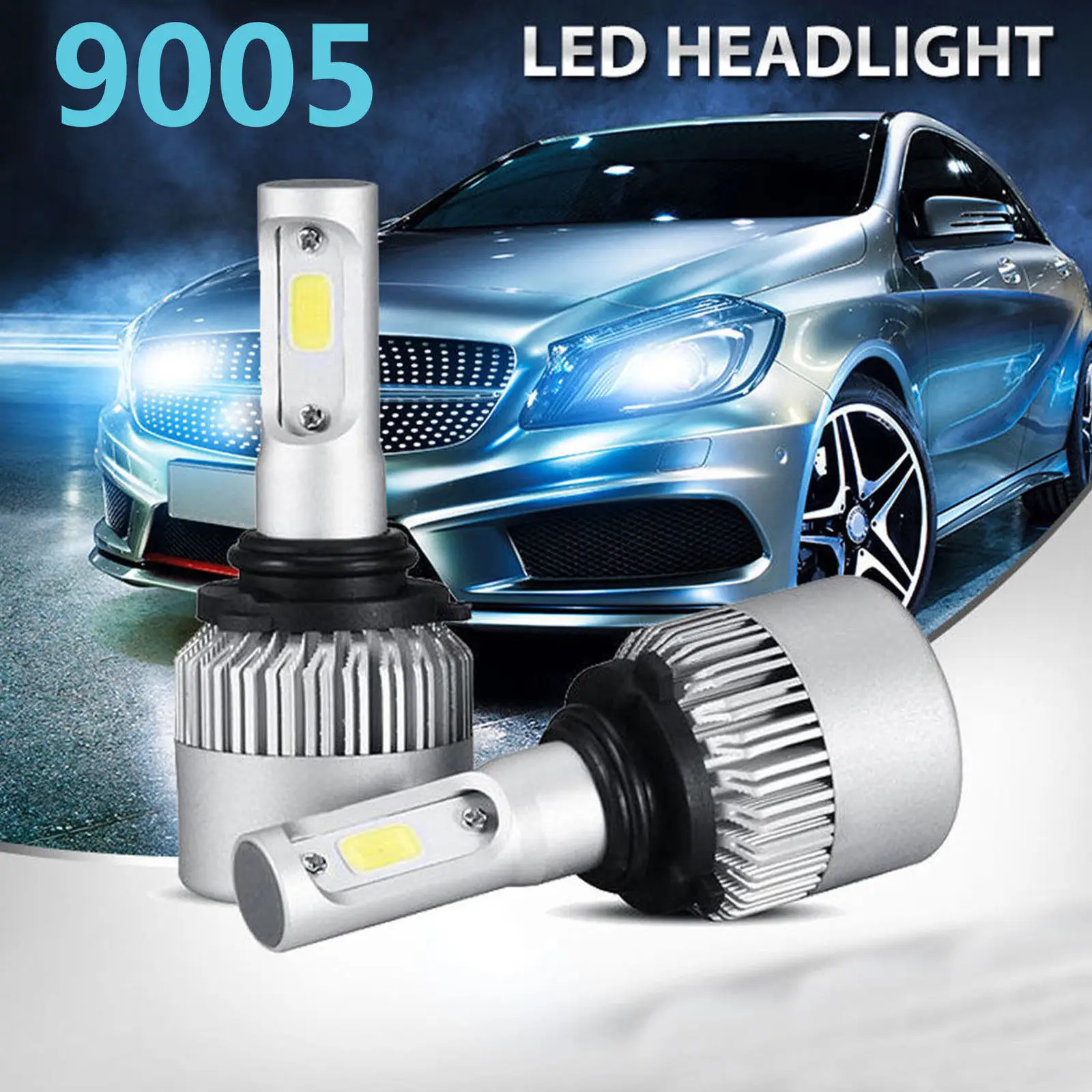Комплект светодиодных фар дальнего света 9005 HB3 6000K 2018 1800W 270000LM|Передние LED-фары для