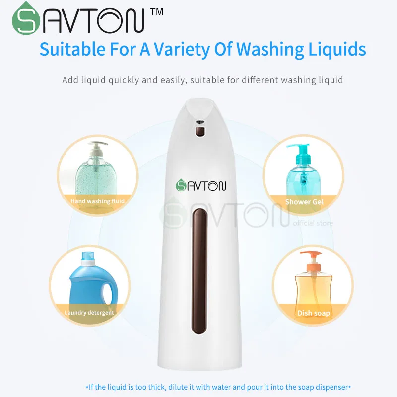 

SAVTON Automatic Soap Dispenser Touchless Sensor Intelligent 400ml People Hand-wash For Kitchen Bathroom Sanitary Soap Dispenser