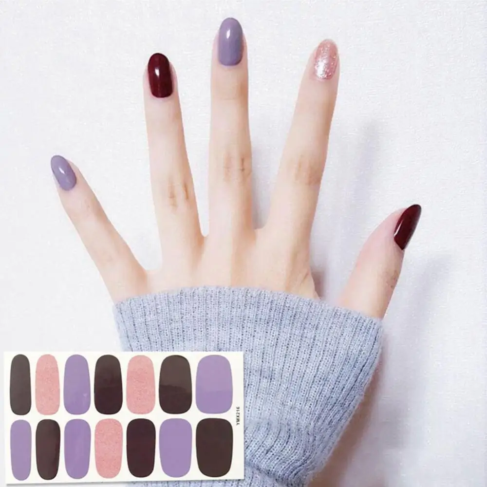 14Pcs/Sheet Waterproof Nail Sticker 3D Full Cover Wrap Manicure Adhesive Decor | Красота и здоровье