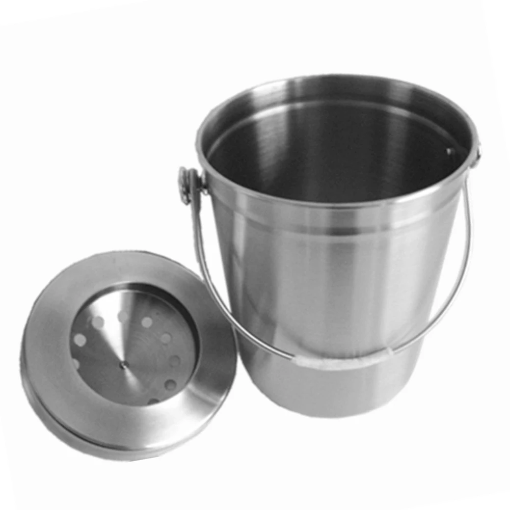 

Stainless Steel Home Container Lid Compost Bin Durable Bucket Hotel Recycling Pericarp