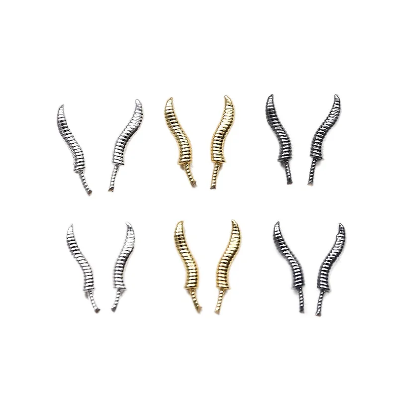 3 * 10mm copper plated real gold sheep horn witch fairy antenna DIY handmade jewelry pearl Baroque basic material ornament 4pcs