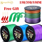 Sougayilang 12 нитей плетеная рыболовная леска X12 150 м 350 м 550 м PE рыболовная леска 20-lb многонитевая гладкая рыболовная леска