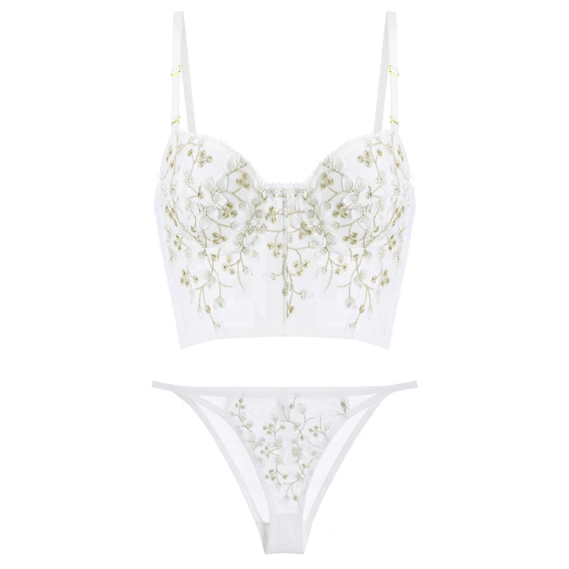 Черный белый сексуальный комплект с французским бюстгальтером и трусиками