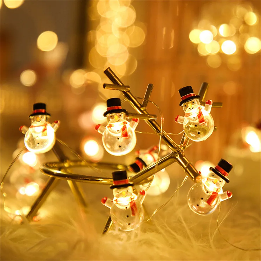 

Led flocos de neve boneco de neve led string luzes de fadas guirlanda natal papai noel decoraes luzes para festa em casa