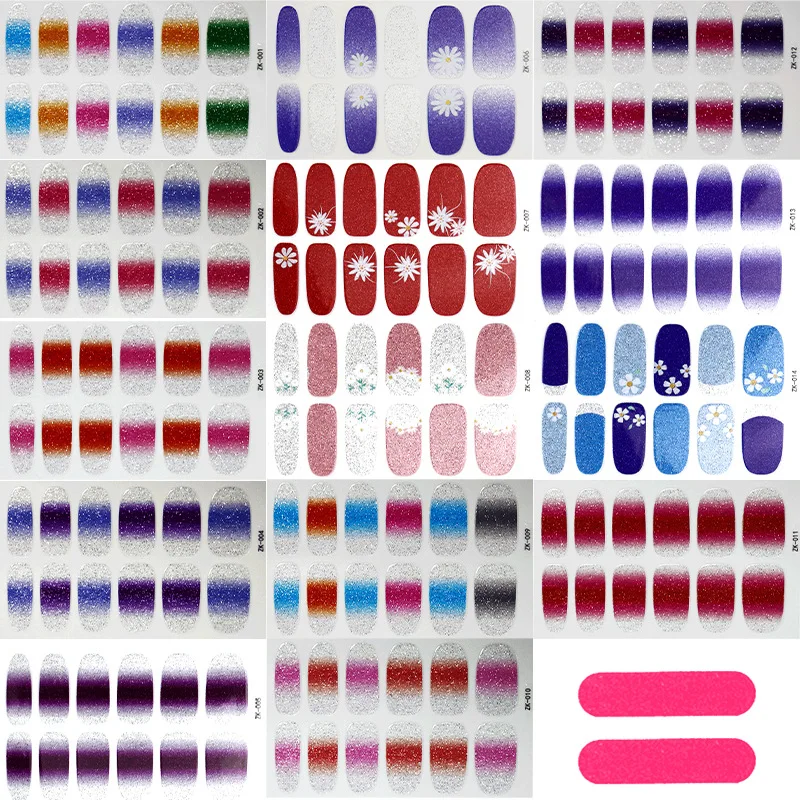 

6/14/20 листов наклеек для ногтей блестящие цветные Блестящие Полные Обертывания фотополоски самостоятельные наборы для дизайна ногтей для ж...