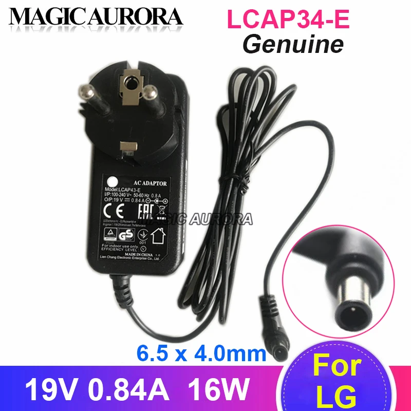 Оригинальное зарядное устройство EU 19V 0.84A 16W для LG LCAP34-E EAY63032003 EAY63032011 19M38D 19M38A 22MK430H