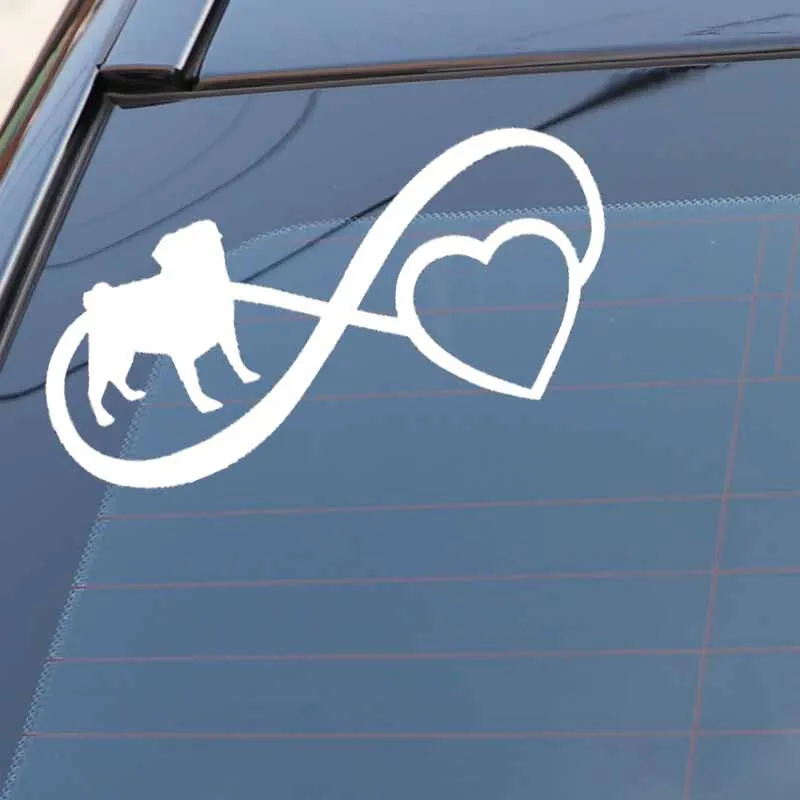 Автомобильная наклейка милая мопса любовь бесконечное сердце собака ПВХ для