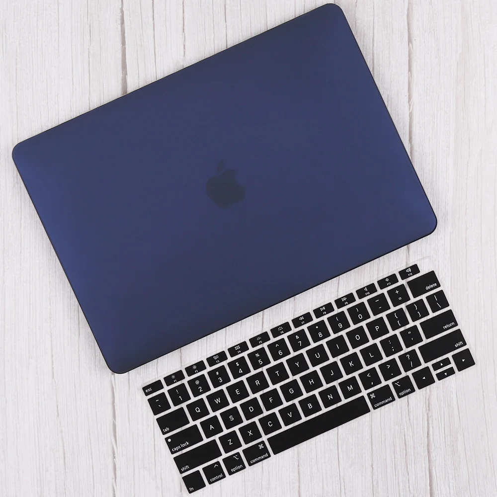 navy Матовый и Кристальный жесткий чехол с клавиатурой для Macbook Pro 13 TouchBar A2159 Air 13 A1932 retina 11 12 13 15" - Цвет: navy