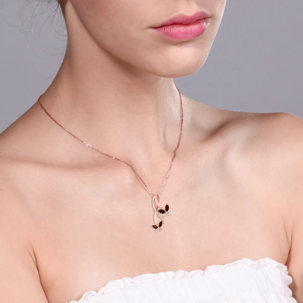 GemStoneKing 1.21 Ct Marquise Red Garnet Butterfly Infinity 925 Sterling Silver Pendant For Women | Украшения и аксессуары