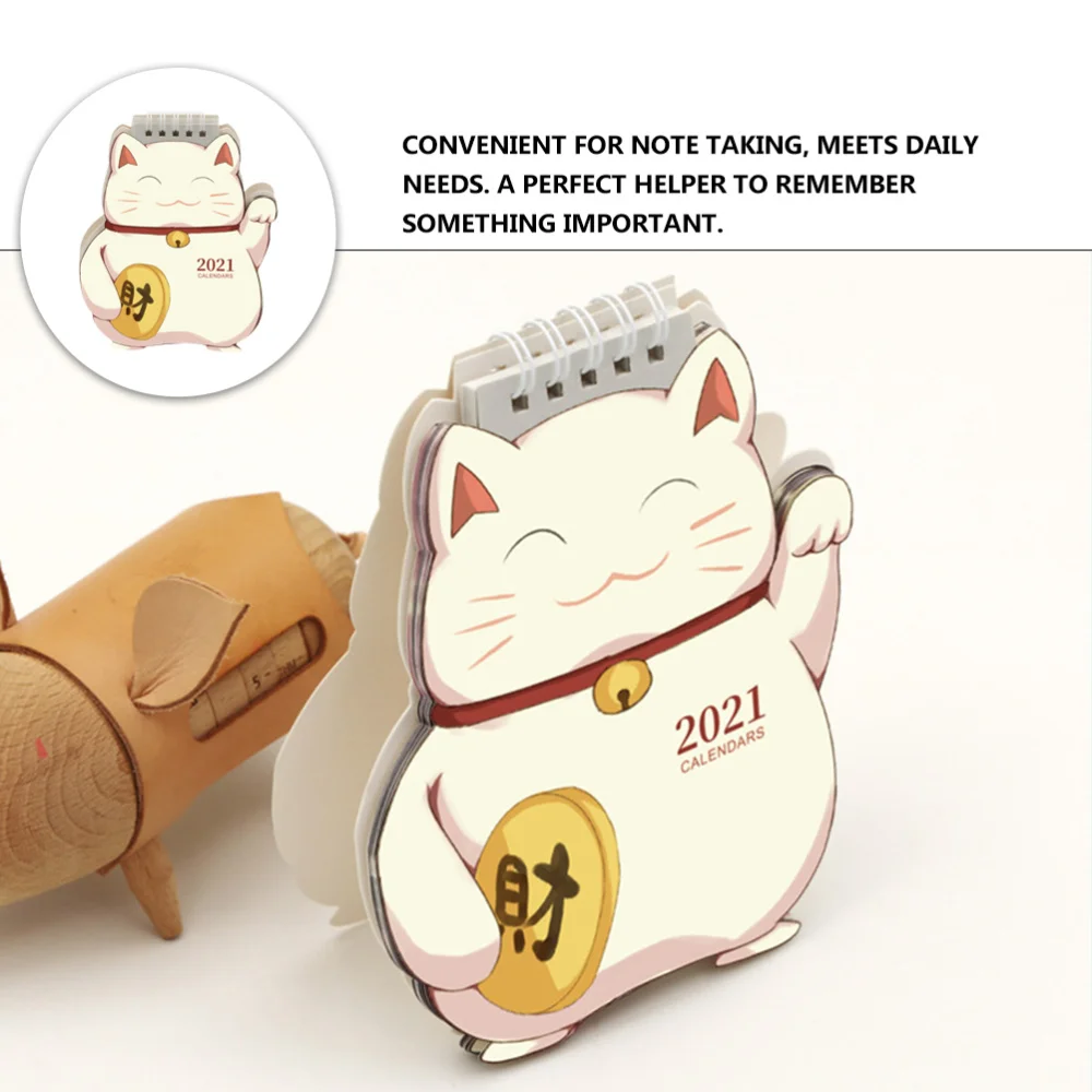 

1Pc Desk Calendar 2021 Paper Calendar Tabletop Calendar Fortune Cat Calendar