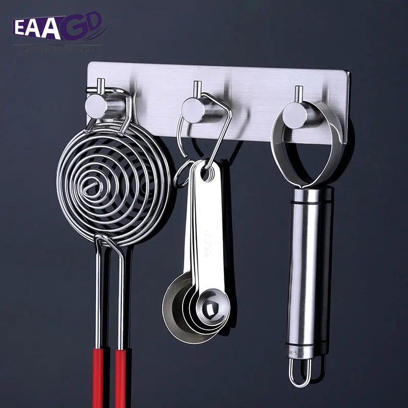 

Adhesive Stainless Steel Hook Wall Clothe Bag Headphone Key Hanger Kitchen Bathroom Door Towel Rustproof Shelf