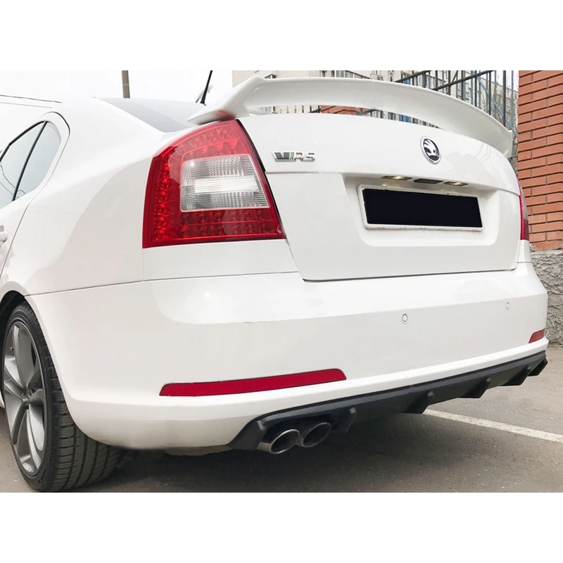 Диффузор на задний бампер для Skoda Octavia A5 рестайлинг RS 2009-2013 шагрень ABS пластик