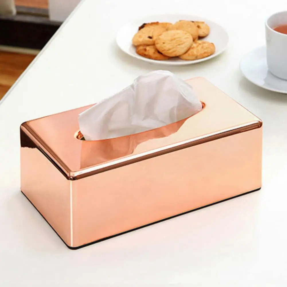 ABS Rectangle Tissue Box Paper Napkin Holder Case Container Elegant Plastic Tissue Paper Dispenser Office Home Desk Car Organize