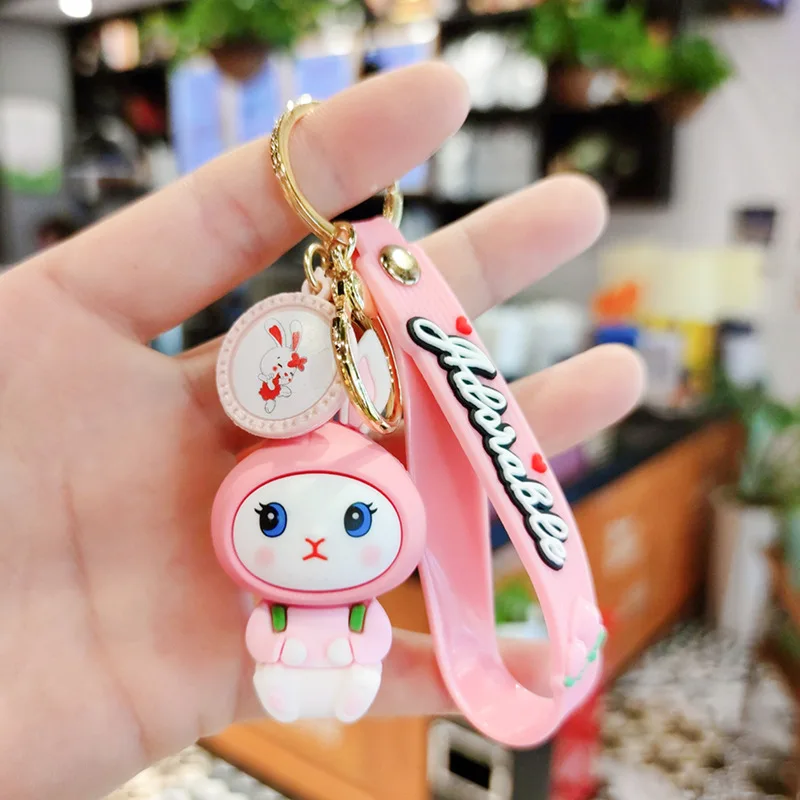 

New Four Styles Of Fruit Rabbit Keychains Cartoon Watermelon Grape Doll Key Chain Couples Men And Women Car Decorative Key Ring